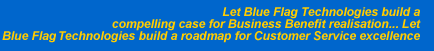 Let Blue Flag Technologies build a compelling case for Business Benefit  realisation; let Blue Flag build a roadmap for Customer Service excellence